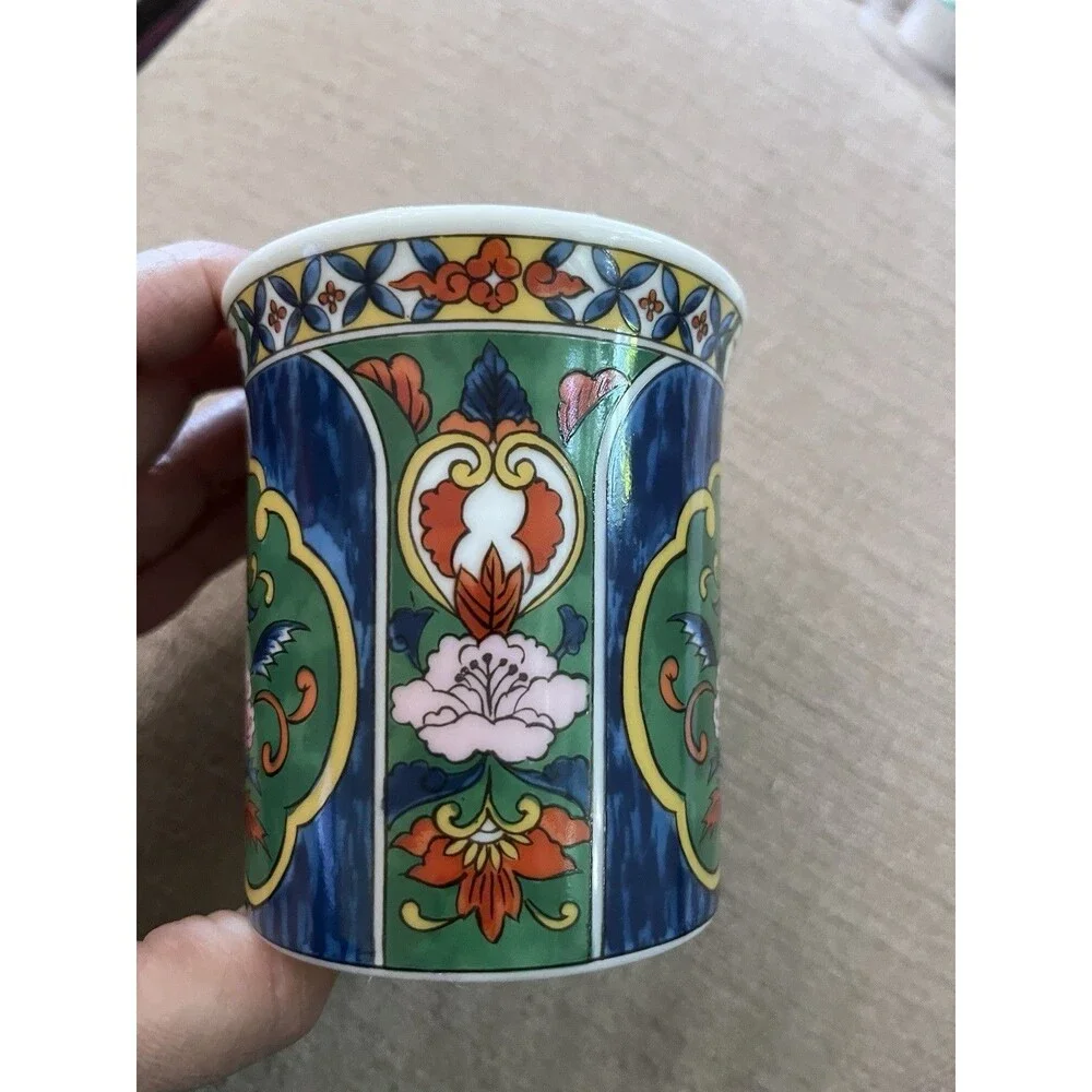 Pier 1 Imports Mug Coffee Tea Floral Blue Green Replacement Japan